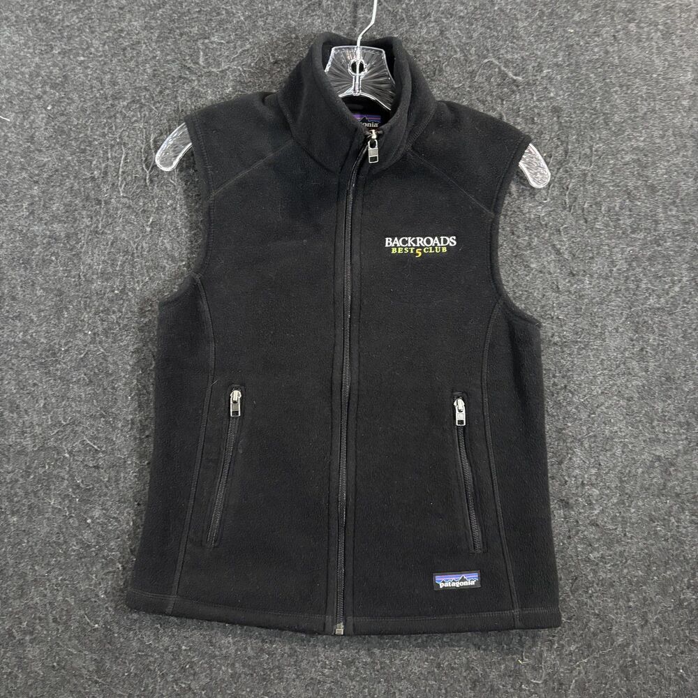 Patagonia Synchilla Fleece Vest Women's Small Black Full Zip Pockets Logo